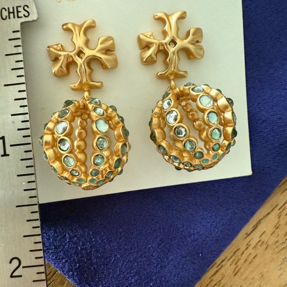 Tory Burch Gold and Aqua Earrings - Picture 6 of 6